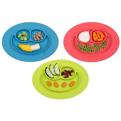 

1pcs новые малыши малышей малышей еды placemat цельные силиконовые разделенные тарелки тарелки тарелки