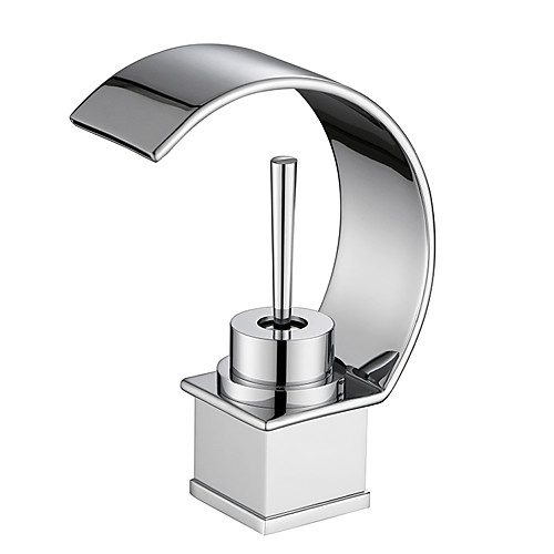 

Bathroom Sink Faucet - Waterfall Chrome Centerset Single Handle One HoleBath Taps / Brass