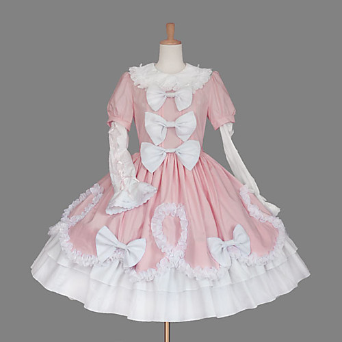 

Princess Sweet Lolita Dress Women's Girls' Cotton Japanese Cosplay Costumes Plus Size Customized Pink Ball Gown Solid Color Fashion Cap Sleeve Short Sleeve Short / Mini / Tuxedo / High Elasticity