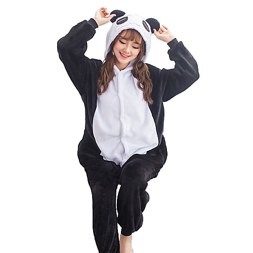 

Adults' Kigurumi Pajamas Panda Animal Onesie Pajamas Flannel Toison Black Cosplay For Men and Women Animal Sleepwear Cartoon Festival / Holiday Costumes