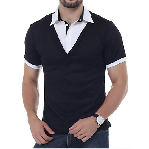 

Муж. Polo Рубашечный воротник Однотонный Белый L / С короткими рукавами / Лето