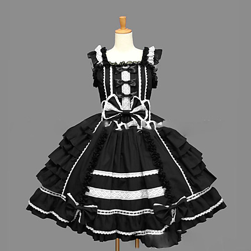 

Princess Gothic Lolita Dress JSK / Jumper Skirt Women's Girls' Cotton Japanese Cosplay Costumes Plus Size Customized Black Ball Gown Vintage Cap Sleeve Sleeveless Short / Mini