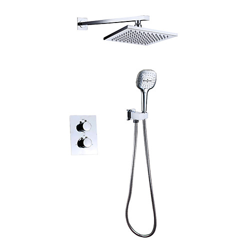 

Смеситель для душа - Современный Хром На стену Керамический клапан Bath Shower Mixer Taps / Латунь / Две ручки три отверстия