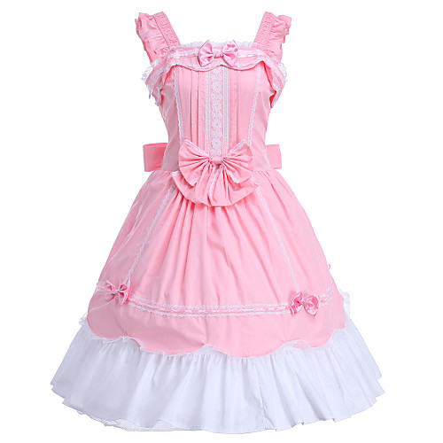 фото Принцесса sweet lolita платья туники жен. девочки хлопок японский косплей костюмы розовый однотонный без рукавов до колена Lightinthebox