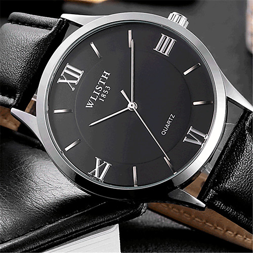 

Men's Wrist Watch Quartz Leather Black Casual Watch Analog Casual Fashion - Black White