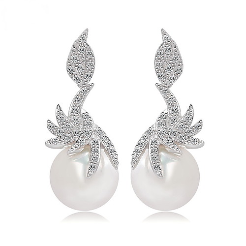 

Women's Earrings Dainty Unique Design Fashion Euramerican Pearl Zircon Earrings Jewelry White For Wedding Birthday Party Evening Graduation Ceremony