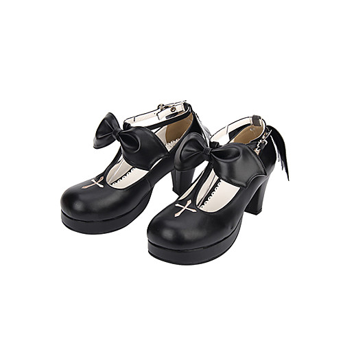 

Men's Lolita Shoes Lolita Handmade Stiletto Heel Solid Color Bowknot Embroidered 6.5 cm Black PU Leather PU Leather / Polyurethane Leather Halloween Costumes / Princess