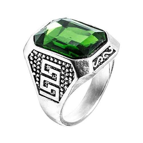 

Men's Ring Signet Ring Synthetic Emerald Green Stainless Steel Zircon Emerald Unique Design Fashion Euramerican Wedding Special Occasion Jewelry Solitaire Emerald Cut High School Rings Class