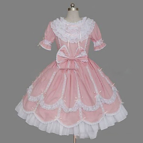 фото Принцесса sweet lolita платья жен. девочки японский косплей костюмы большие размеры индивидуальные розовый с пышной юбкой винтаж с короткими рукавами до колена Lightinthebox
