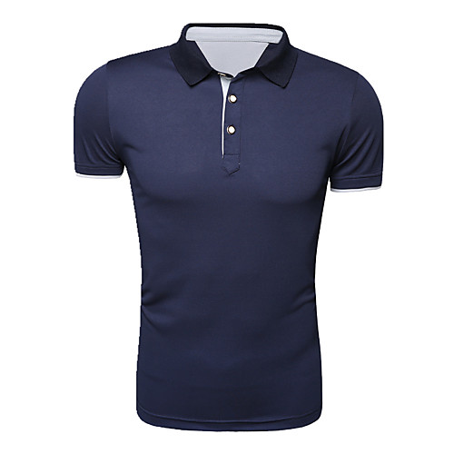 

Муж. Современный Polo Хлопок, Воротник-стойка Активный Однотонный Красный L / С короткими рукавами