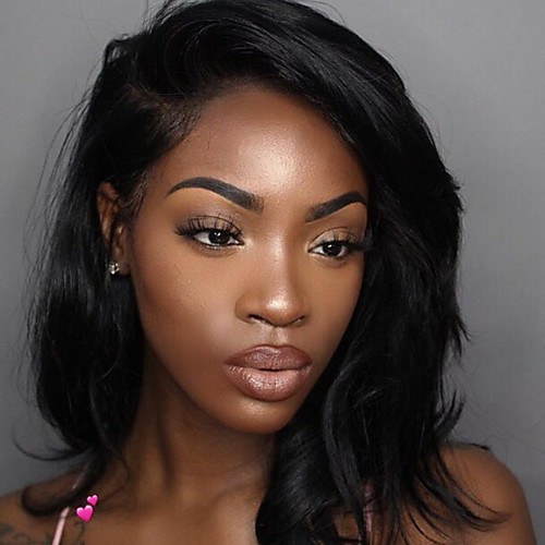 

Human Hair Glueless Lace Front Lace Front Wig style Brazilian Hair Natural Wave Wig 130% Density with Baby Hair Natural Hairline African American Wig 100% Hand Tied Women's Short Medium Length Human