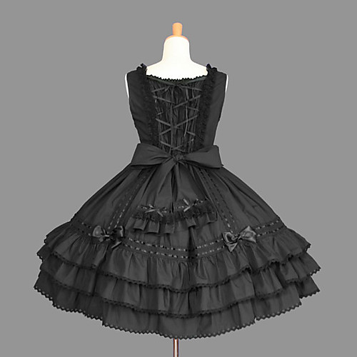 

Princess Gothic Lolita Punk Dress Women's Girls' Cotton Japanese Cosplay Costumes Plus Size Customized Black Ball Gown Solid Color Fashion Cap Sleeve Short Sleeve Short / Mini / Gothic Lolita Dress