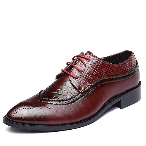 

Men's Dress Shoes Derby Shoes Spring / Fall British Wedding Party & Evening Office & Career Oxfords Walking Shoes Leather Non-slipping Wear Proof Red / Brown / Black Gradient / EU40
