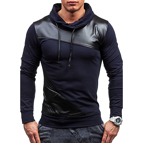 

Men's Sports Active Long Sleeve Slim Sweatshirt - Patchwork Stand White L / Spring / Fall / Winter