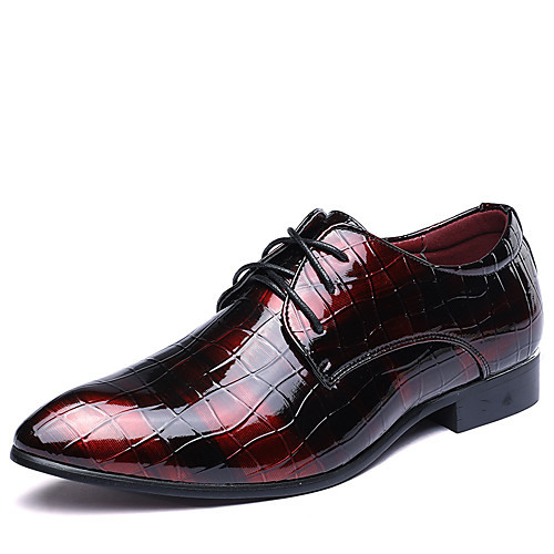 

Men's Dress Shoes Bullock Shoes Derby Shoes Spring / Fall Business / Classic / British Wedding Party & Evening Office & Career Oxfords Walking Shoes Leather Wear Proof Red / Blue / Black / EU40