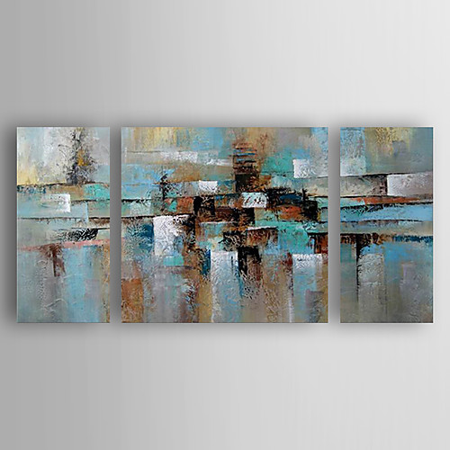 

Oil Painting Hand Painted - Abstract Abstract Modern Contemporary Stretched Canvas / Three Panels