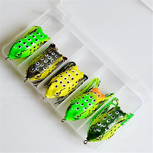

5 pcs рыболовные крючки Рыболовная приманка Мягкие приманки Лягушка Пластик Резная отделка Плавающий Ловля на приманку