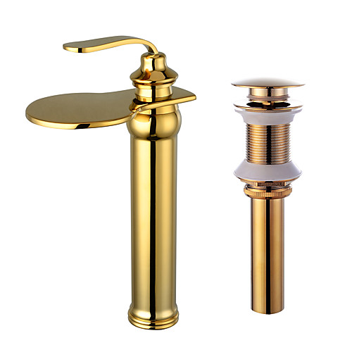 

Bathroom Sink Faucet - Waterfall Gold Centerset Single Handle One HoleBath Taps