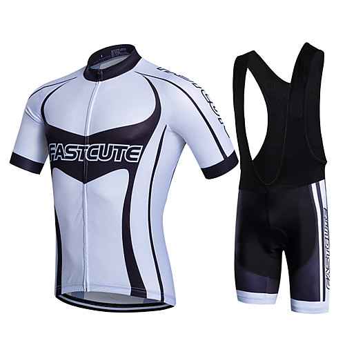 

Fastcute Men's Cycling Jersey with Bib Shorts White Bike Shorts Bib Shorts Jacket Sports Polyester Silicon Clothing Apparel / Quick Dry / Stretchy / Clothing Suit