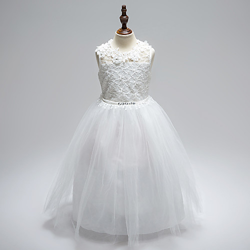 

бальное платье длина пола платье девушки цветка - тюль без рукавов жемчужина с аппликацией by likestar