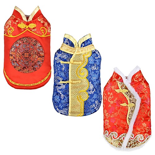 

Dog Vest Winter Dog Clothes Red Blue Costume Cotton Geometric Casual / Daily New Year's M L XL XXL XXXL XXXXL