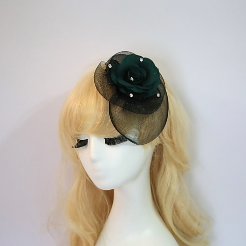 

Камни и кристаллы Тюль Резина Хлопок Fascinators Цветы Головные уборы with Кристаллы Пух 1 Свадьба Особые случаи Halloween Для праздника