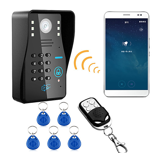 

720p беспроводной wifi rfid пароль видео домофон телефон домофон система ночного видения водонепроницаемая камера с дождевой крышкой