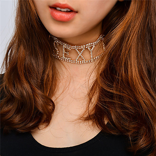 

Women's Choker Necklace Monograms Alphabet Shape Personalized Unique Design Fashion Euramerican Copper Rhinestone Gold Silver Necklace Jewelry For Party Special Occasion Party Evening Party & Evening