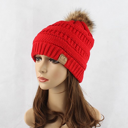

Women's Headwear Chic & Modern Knitwear Cotton Beanie / Slouchy Floppy Hat-Solid Colored Pure Color Fashion Fall Winter Red Navy Blue Gray / Cute