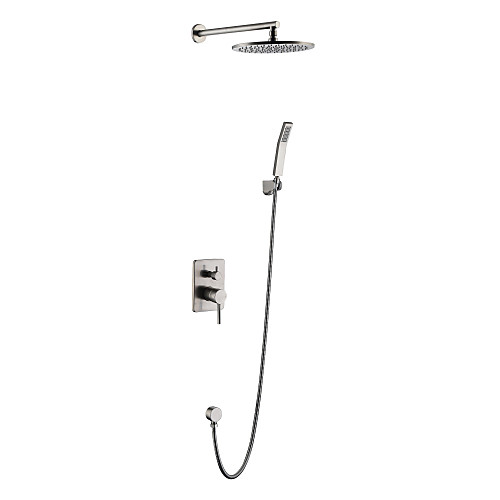 

Смеситель для душа - Современный Матовый никель На стену Керамический клапан Bath Shower Mixer Taps / Латунь / Две ручки Четыре отверстия