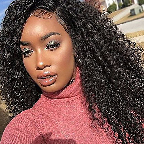 

Human Hair Glueless Lace Front Lace Front Wig style Brazilian Hair Kinky Curly Wig 130% Density with Baby Hair Natural Hairline African American Wig 100% Hand Tied Women's Short Medium Length Long