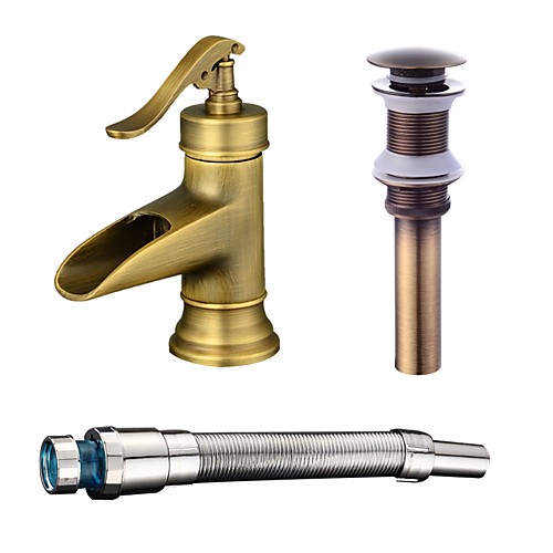 

Bathroom Sink Faucet - Standard Antique Copper Centerset Single Handle One HoleBath Taps