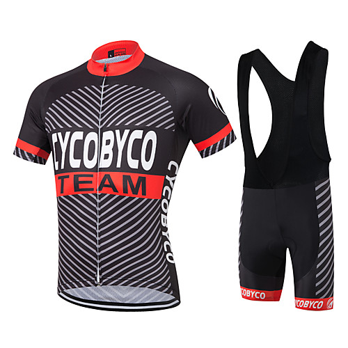 

Men's Short Sleeve Cycling Jersey with Bib Shorts Black / Red Solid Color Bike Shorts Jersey Quick Dry Reflective Strips Sweat-wicking Sports Polyester Coolmax Silicon Solid Color Mountain Bike MTB