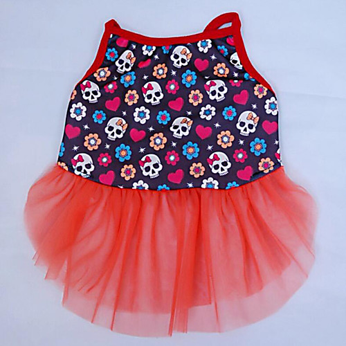 

Dog Dress Dog Clothes Skull Orange Blue Cotton Costume For Summer Women's Casual / Daily