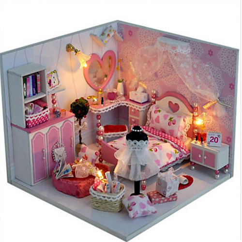 

Dollhouse Toy Kitchen Set Pretend Play DIY Furniture House Plastics Wooden Classic Unisex Toy Gift