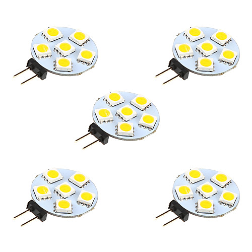 фото 5 шт. 1 w двухштырьковые led лампы 68 lm g4 6 светодиодные бусины smd 5050 тёплый белый белый 12 v Lightinthebox