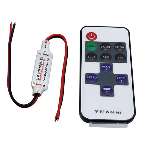 

hkv беспроводной мини-контроллер диммер 11-клавишный пульт дистанционного управления для одноцветных светодиодных ленточных светильников dc 5-24v