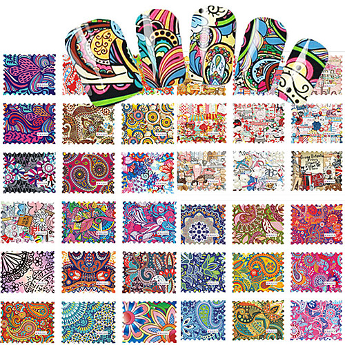 

44pcs set the stick flowers nail sticker stamp watermark