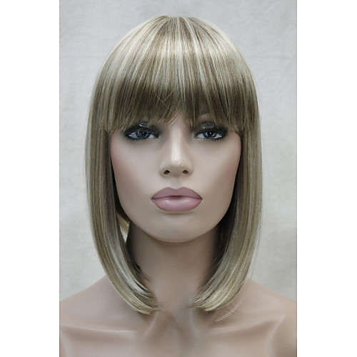 

Synthetic Wig Straight Straight Bob With Bangs Wig Blonde Short Blonde Synthetic Hair Women's Blonde StrongBeauty