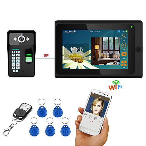 

7inch проводной / беспроводной wifi отпечаток пальца rfid пароль видео домофон домофон домофон система upport удаленное приложение