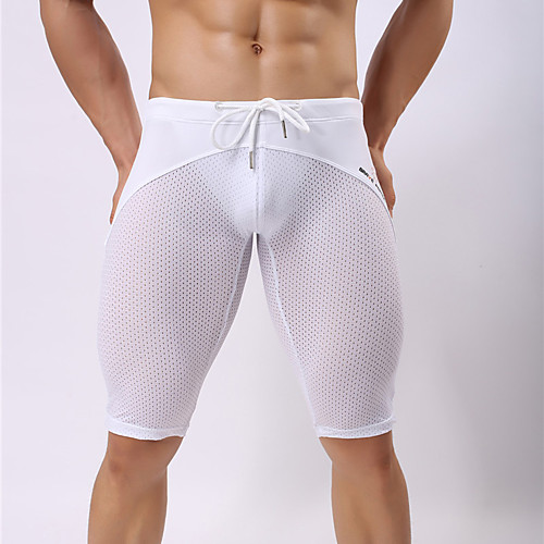 

Men's Mesh Sports Lace Up White Black Gray Board Shorts Bottoms Swimwear - Solid Colored M L XL White / Low Waist