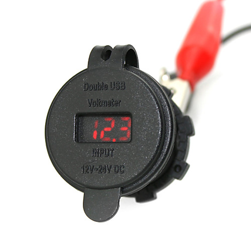 

iztoss 2.1a& 2.1a водонепроницаемый двойной USB зарядное устройство телефона зарядное гнездо питания с вольтметром красным светом