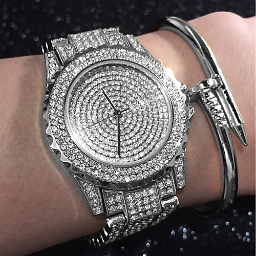 

Жен. Дамы Эксклюзивные часы Часы-браслет Diamond Watch Кварцевый Нержавеющая сталь Серебристый металл / Золотистый / Розовое золото Защита от влаги Творчество Имитация Алмазный Аналоговый