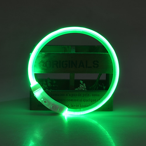 фото Собака ошейники светодиодные фонарики регулируется / выдвижной перезаряжаемый однотонный тпу зеленый синий розовый Lightinthebox