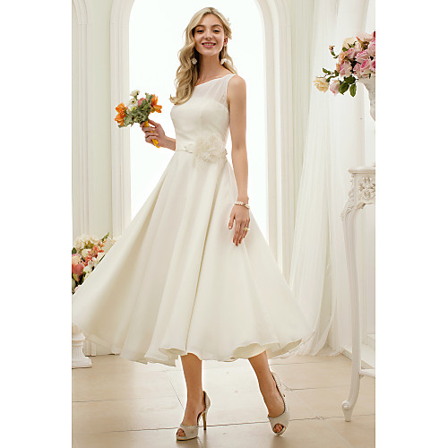 

А-силуэт Bateau Neck Ниже колена Шифон Свадебные платья Made-to-Measure с Пояс / лента от LAN TING BRIDE
