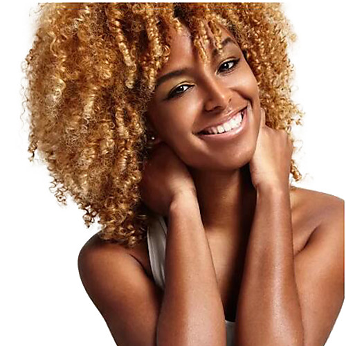 

Synthetic Wig Curly Curly Wig Blonde Medium Length Blonde Synthetic Hair Women's African American Wig Blonde