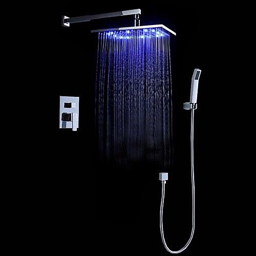 

Смеситель для душа - Современный / LED Хром На стену Керамический клапан Bath Shower Mixer Taps / Латунь