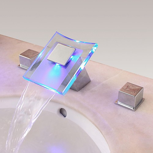 

Ванная раковина кран - Водопад Хром Разбросанная Две ручки три отверстияBath Taps / Латунь
