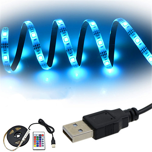 

2 м RGB полосы света 60 светодиодов smd5050 10 мм 1 пульт дистанционного управления 24 ключа RGB водонепроницаемый / Cuttable / USB 5 V 1 комплект / IP65