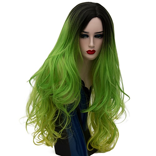 

Synthetic Wig Natural Wave Natural Wave Wig Long Green Synthetic Hair Women's Ombre Hair Green